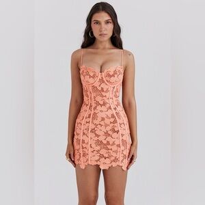 HOUSE OF CB NWT Ilayda Sorbet Embroidered Mini Dress M